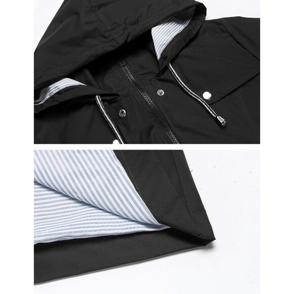 Raincoat Women Waterproof Long Hooded Trench Coats Lined Windbreaker Travel Jack - Picture 4 of 5